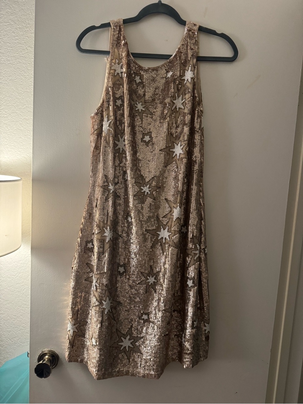 BHLDN Celestial Sequin Star Mini Dress Gold Cocktail Dress 16